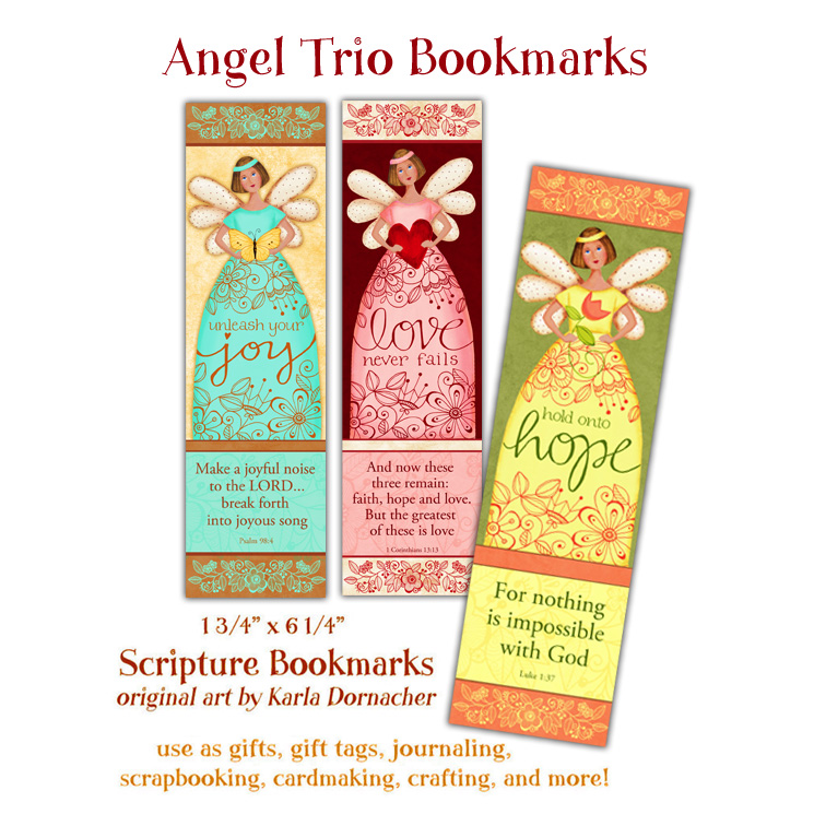 Light Skin Angel Trio Bookmarks Love Hope Joy