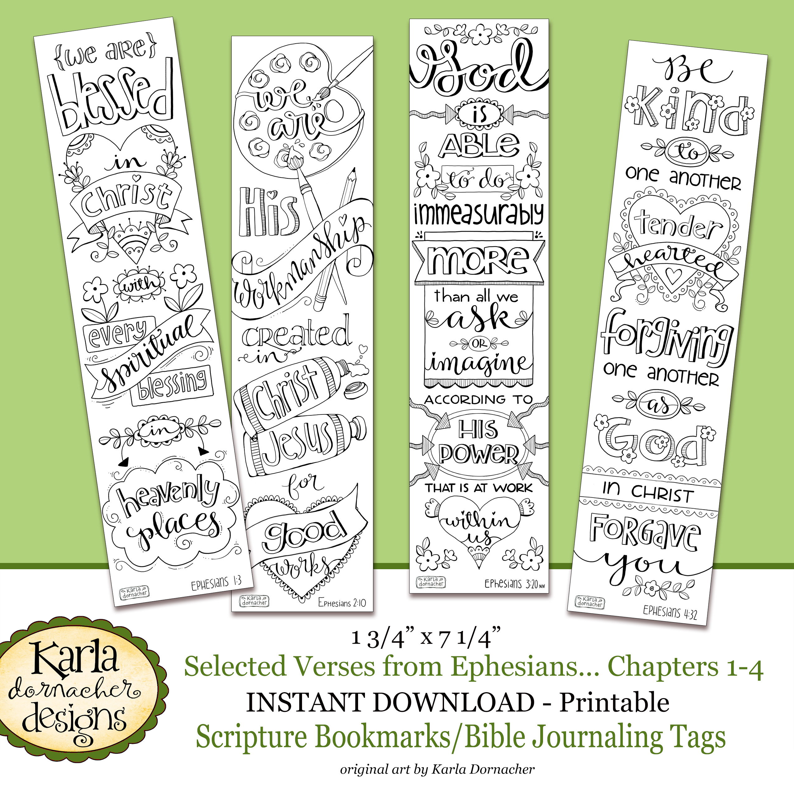 Ephesians 14 ColorYourOwn Bible Journaling Bookmarks