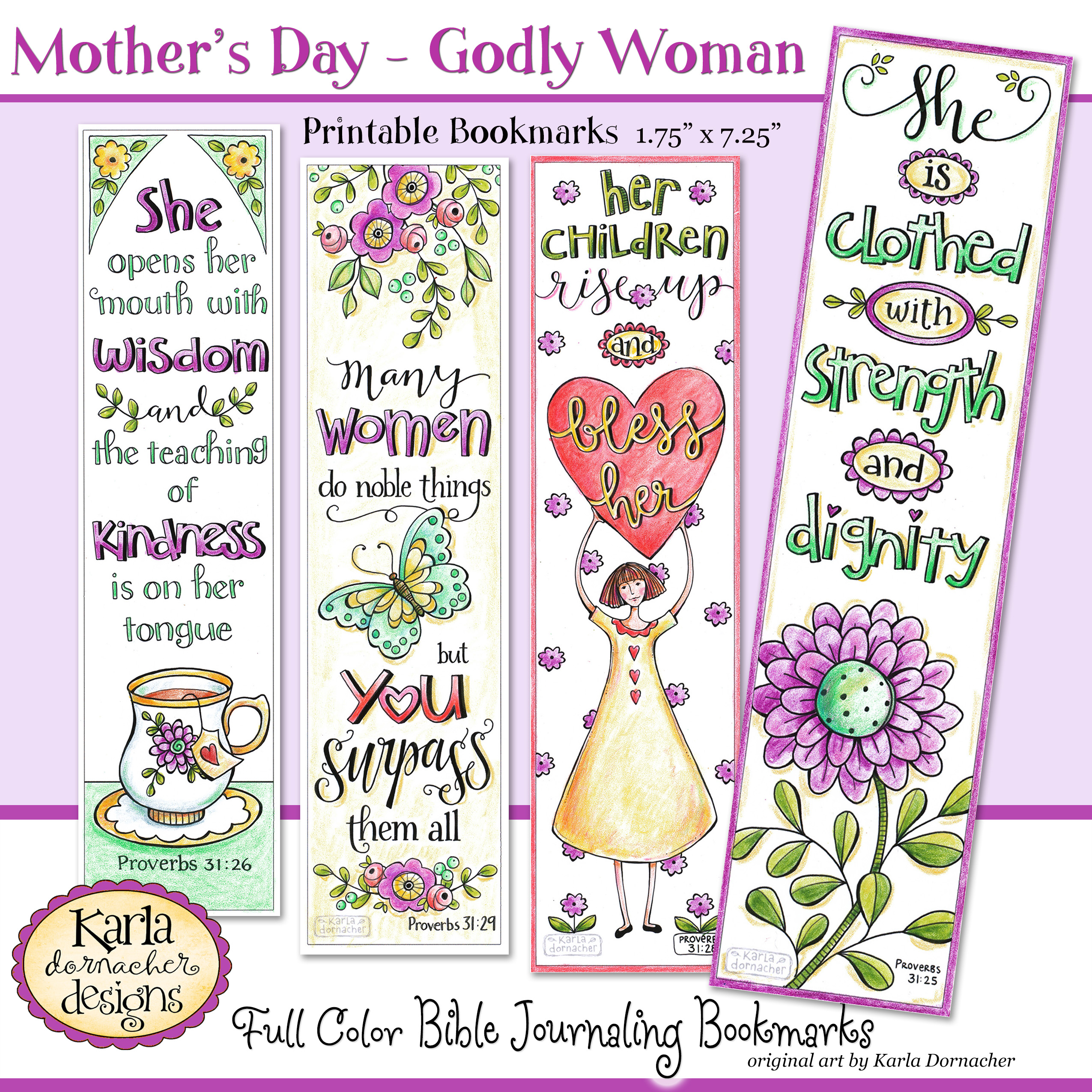 Mother’s Day Proverbs 31 Godly Woman Full Color Printable Bookmarks